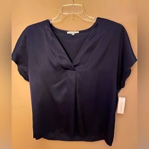 Tash + Sophie Midnight Blue Short Sleeve Blouse